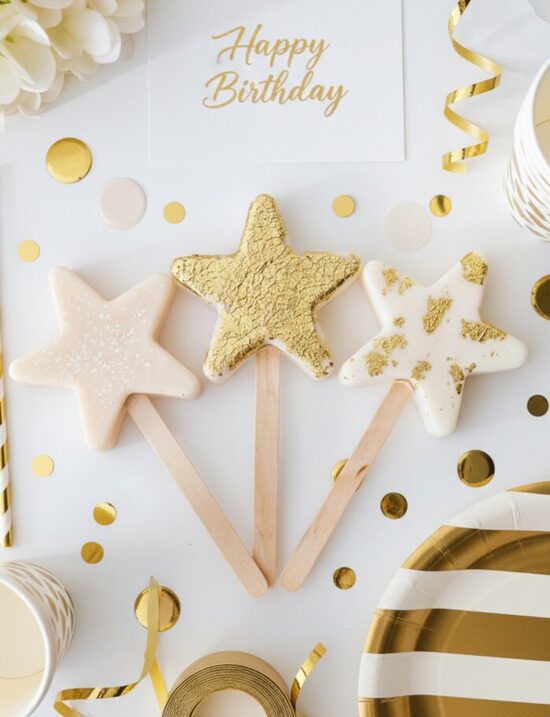Beeswax Cake Toppers - Stars with foil